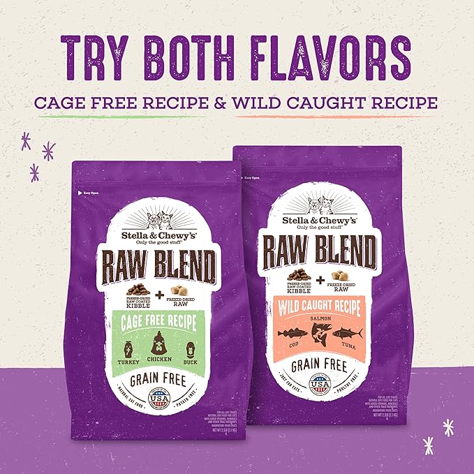 Stella & Chewy's Raw Blend Premium Kibble Cat Food – Grain Free, Protein Rich Meals – Wild-Caught Fish Recipe – 5 lb. Bag