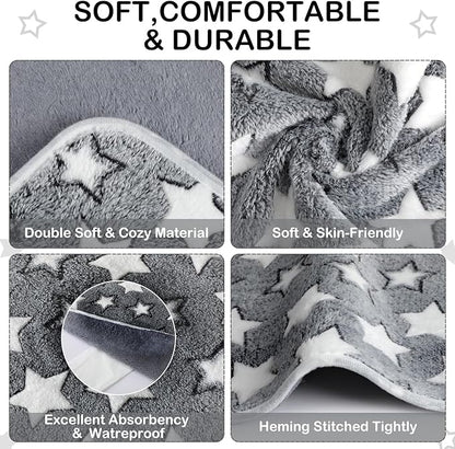 Tudomro 8 Pcs Guinea Pig Blankets Washable Small Pet Fleece Bedding Cage Liners Double Sided Pet Reusable Sleep Mat Pad Cover for Ferret Chinchilla Furniture Protection(Grey Star,12 x 12 Inch)
