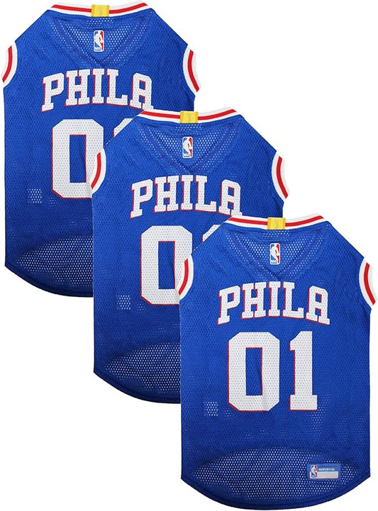 NBA Philadelphia 76ERS Dog Jersey, X-Small - Tank Top Basketball Pet Jersey (Pack of 3)