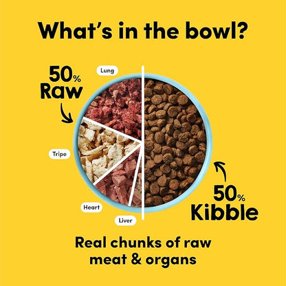 Raw 50% Freeze Dried Dog Food RawMix50 Beef Organs, High Protein, Grain-Free Kibble, No Corn or Wheat, Complete and Balanced, 2lb