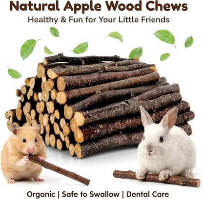Sukh Natural Organic Apple Sticks - 300g Apple Sticks for Rabbits,Hamster Chew Stick for Hams Rabbit Bunny Gerbil Guinea Pig Squirrel Chinchilla,Small Animal Chew Sticks