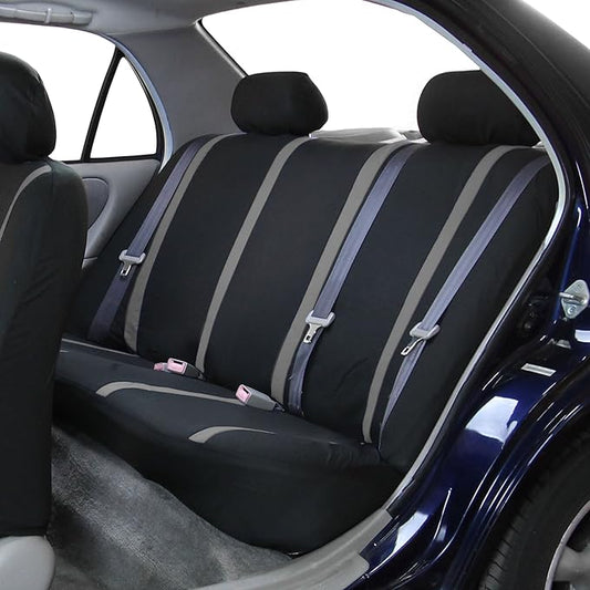 FH Group Car Seat Covers Rear Set Cloth - Car Seat Covers with Removable Headrest,Universal Fit,Automotive SeatCovers,Washable Car SeatCover for SUV,Sedan,Van Gray