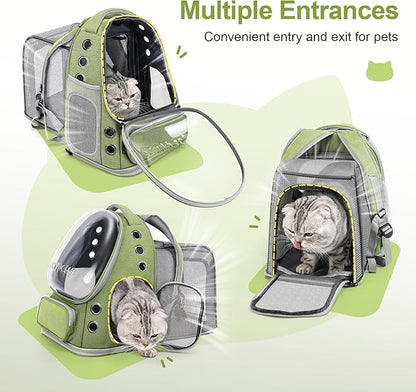 Cawypety Expandable Cat Backpack,Cat Bubble Backpack Carrier for Carrying Cats, Pets and Small Dogs,Airline-Approved,Designed for Travel, Hiking, Walking,Car