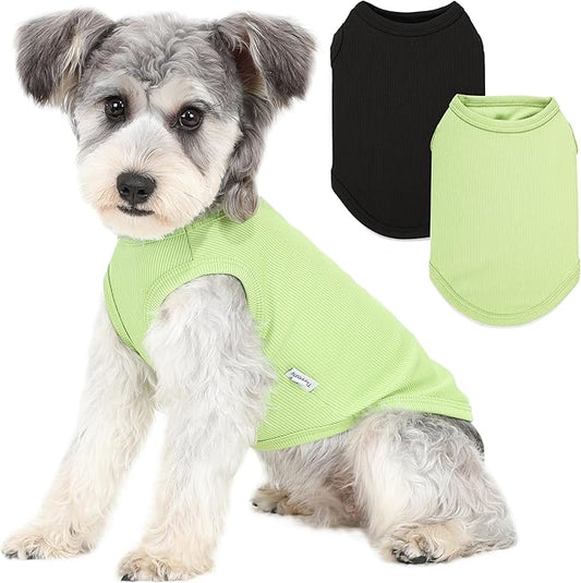 2 Pack Dog Clothes for Small Dogs Summer Dog Shirt Vest Girl Boy Lightweight Puppy T-Shirts Blank Soft and Cool Pet Clothing Sleeveless Medium Large Dog Outfit (Black+Avocado Green, XX-Large)