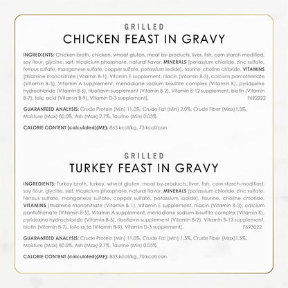 Purina Fancy Feast Grilled Wet Cat Food Poultry and Beef Collection Wet Cat Food Variety Pack - (Pack of 30) 3 oz. Cans