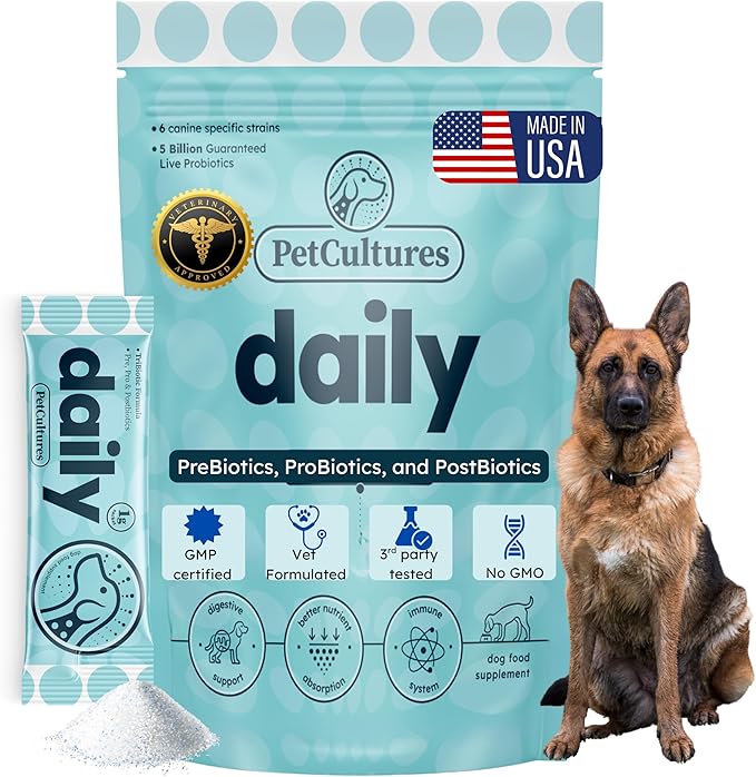 PetCultures Daily TriBiotic Formula | Probiotic Powder for Dogs with Digestive Enzymes & Vitamins | Supports Gut Health & Overall Wellness - Made in USA (30)