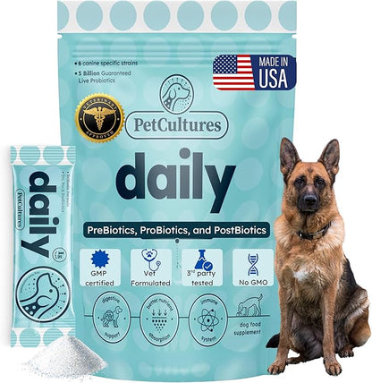 PetCultures Daily TriBiotic Formula | Probiotic Powder for Dogs with Digestive Enzymes & Vitamins | Supports Gut Health & Overall Wellness - Made in USA (30)