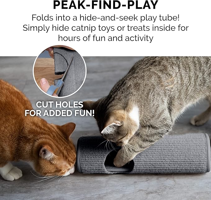 Furhaven Wrap Around Scratching Post Cover for Indoor Cats, Fits Posts Up to 3.5" Diameter, Durable & Less Mess - Tiger Tough Carpet Scratch Mat - Gray, Small