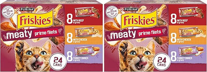 Friskies Purina Gravy Wet Cat Food Variety Pack,Prime Filets Meaty Favorites - 5.5 oz. Cans,(Pack of 48)