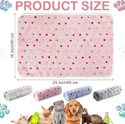 Tudomro 8 Pcs Guinea Pig Blankets Washable Small Pet Fleece Bedding Cage Liners Double Sided Pet Reusable Sleep Mat Pad Cover for Ferret Chinchilla Furniture Protection(Dot,16 x 24 Inch)