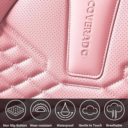 Coverado Car Seat Covers, Front Seat Cover, Waterproof Nappa Leather Seat Covers for Cars, 2 Pack Car Seat Protectors, Car Seat Cushion, Automotive Seat Covers Universal Fit for Most Cars (Black&Pink)