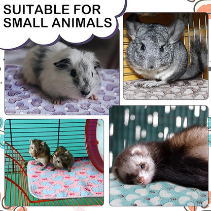 Tudomro 8 Pcs Guinea Pig Blankets Washable Small Pet Fleece Bedding Cage Liners Double Sided Pet Reusable Sleep Mat Pad Cover for Ferret Chinchilla Furniture Protection(Heart,16 x 24 Inch)