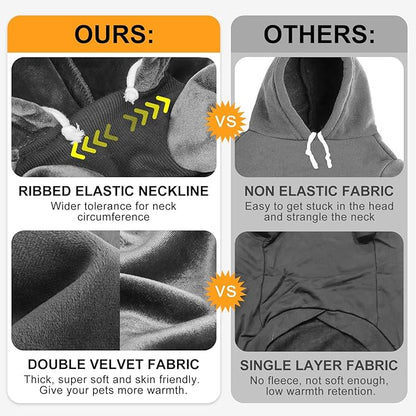 BEAUTYZOO Dog Hoodie Sweaters for Small Medium Dogs- Warm Fall Winter Fleece Jacket for Cold Weather, Soft Velour Hooded Coat with Leash Hole & Pocket, Puppy Sweatshirt Clothes Bulldog Schnauzer,Grey