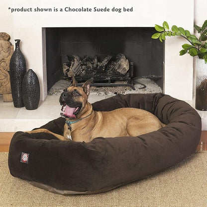 Majestic Pet 52 Inch Suede Calming Dog Bed Washable – Cozy Soft Round Dog Bed with Spine Support for Dogs to Rest Their Head - Fluffy Donut Dog Bed 52x35x11 (Inch) - Round Pet Bed X- Large – Gray