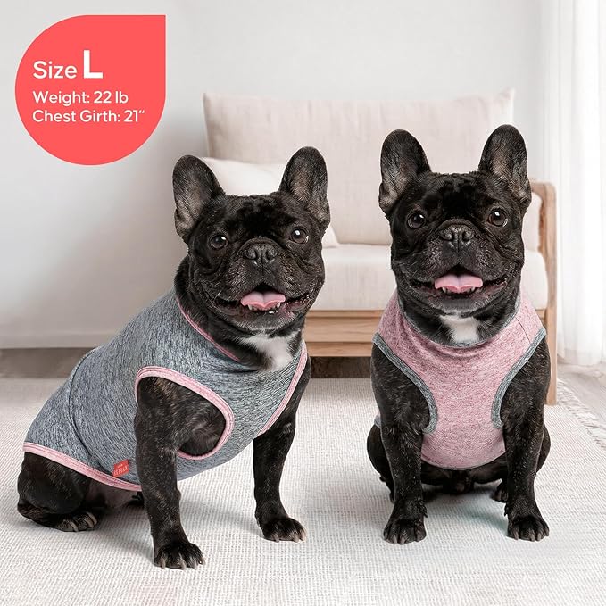 KYEESE 2Pack Dog Shirt, Lightweight Sun Protection Sleeveless Dog T Shirts for Small Dogs Girl, Breathable Puppy Reflective Tank Top Summer Dogs Clothes for Outdoor Walking, Pink+Grey, S
