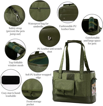 Dog Carrier, Cat Carrier, Pet Carrier, Foldable Waterproof Premium Oxford Cloth Dog Purse, Portable Bag Carrier for Small to Medium Cat and Small Dog