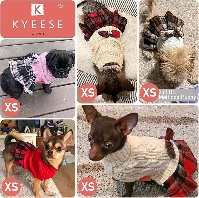 KYEESE Dog Sweater Stretchy Knitwear Dog Sweaters for Small Dogs Male Thick Dogs Clothes with Bowtie Warm Puppy Sweater Dress Comfy Turtleneck Cat Sweaters Soft Pullover Pet Coats, Blue, X-Small
