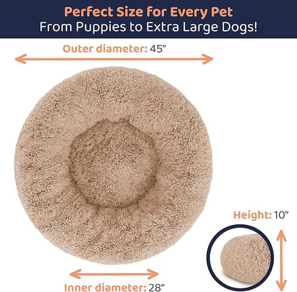 Donut Dog Bed - Premium Comfort for Anxiety Relief - Fluffy & Calming Design with Ultra-Plush Support | Cozy Round Dog Bed with Super Soft Circle Style (Camel, X-Large)