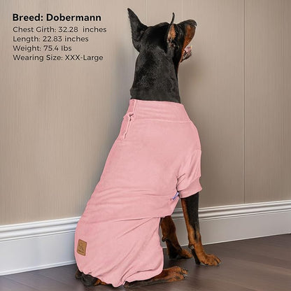 cyeollo Dog Pajamas Fleece Dog Pjs for Medium Dogs Onesie Stretchy Warm Winter Cold Weather Coat Doggie Clothes Jumpsuit Pet Outfits, Pink XXL