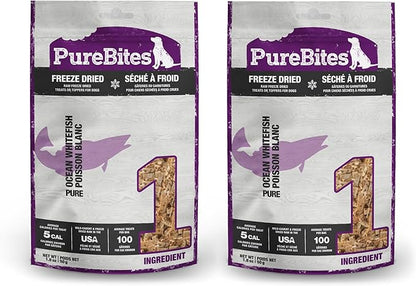 PureBites Freeze Dried Dog Treats, Whitefish, 50g | 1.8oz Pack of 2