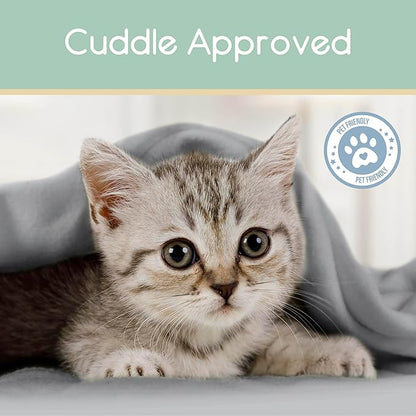 Twin Size Microfleece Blanket | Fleece Bed Blanket | All-Season Comfort | Supersoft Lightweight | Plush Throw Blanket for Bed Couch or Sofa | Pet-Friendly | Light Grey
