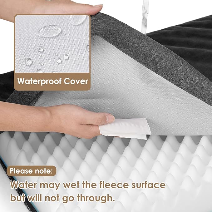 EHEYCIGA Orthopedic Dog Bed Waterproof 41"x27", Memory Foam Pet Bed for XLarged Dogs, Washable Pet Mat with Removable Cover, Dark Grey
