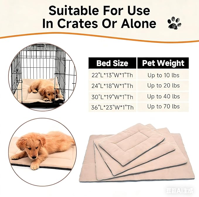Dog Bed Crate Pad 36" L x23 W Kennel Pad Machine Washable Entire Dog Crate Beds Double Sided Pet Mat