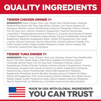 Hill's Science Diet Adult 7+ Wet Cat Food Variety Pack, Chicken & Tuna, 2.8 oz. Pouches, 12-Pack