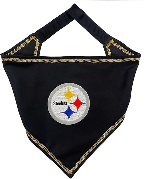 Pets First NFL Pittsburgh Steelers TIE Bandana, Small/Medium. Dog Bandana Scarf Bib for Pet Cat Dog. The Ultimate Game-Day, Party Bandana (PIT-3550-S-M)