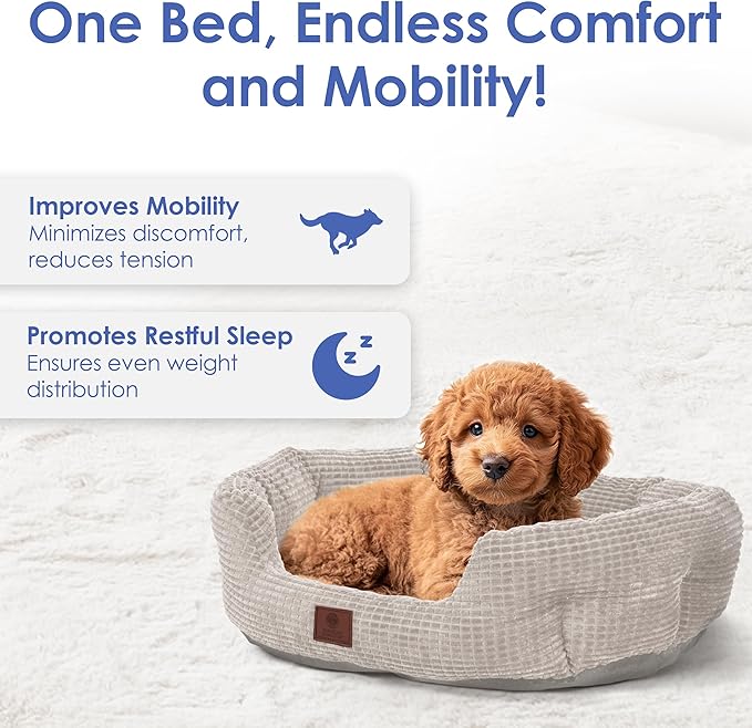 American Kennel Club 26" Clamshell Cuddler Dog Bed - Plush Popcorn Texture, Washable, Non-Slip, for Medium & Large Dogs