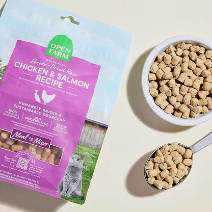 Open Farm Chicken & Salmon Recipe Freeze Dried Raw Morsels for Cats, 3.5oz
