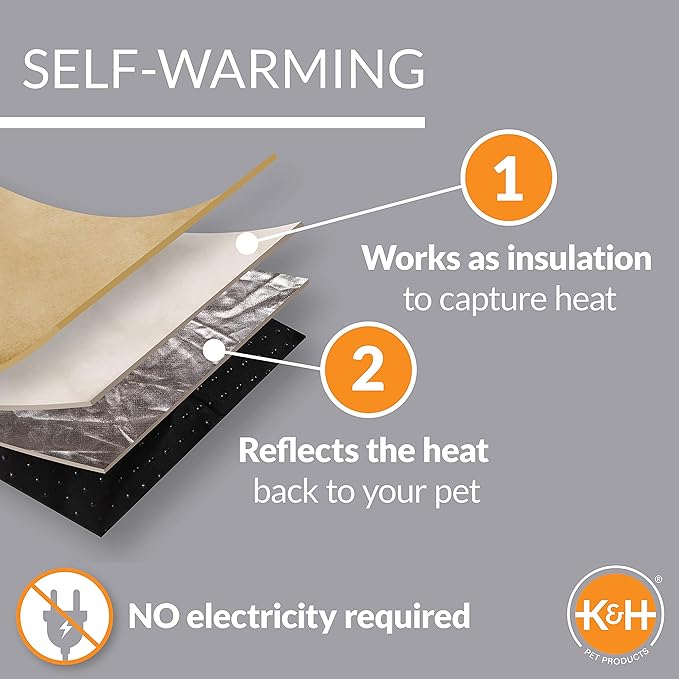 K&H Pet Products Self-Warming Crate Pad, Warming Dog Crate Bed, Machine Washable Dog Crate Mat, Tan X-Small 14 X 22 Inches