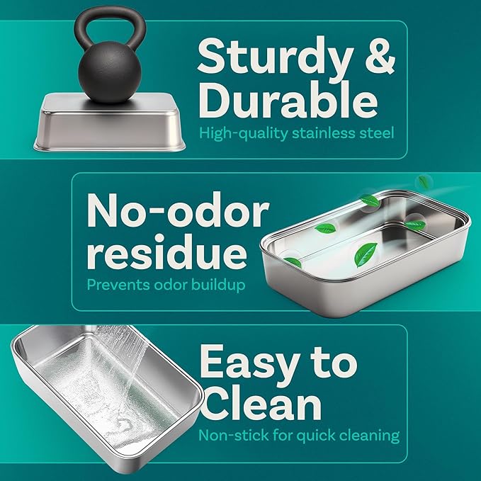 Stainless Steel Cat Litter Box with Lid - XL 3-in-1 Design for Indoor Cats - Stainless Steel Litter Box - Maximum Privacy and Odor Control for Indoor Cats - Green