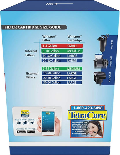 Tetra Whisper Bio-Bag Large Filter Cartridges for Aquariums, 12 Count, Unassembled, Fits Tetra Whisper Fish Tank Filters 10-30 Gal, 20-40 Gal, PF-20, 30, 40, 60, IQ 20, 30, 45, 60