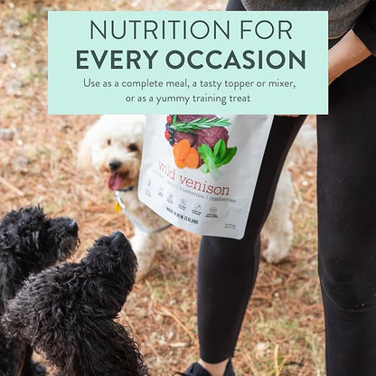 The New Zealand Natural Pet Food Co. WOOF Freeze Dried Dog Food - Wild Venison Recipe,High Protein Dog Food Toppers, Freeze Dried Meals & Treats,2.2 lb