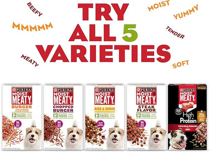 Purina Moist & Meaty Dry Dog Food, Burger with Cheddar Cheese Flavor - 24 ct. Pouch