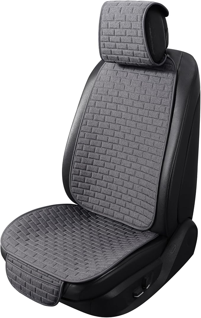 VarCozy Linen Car Seat Covers, Breathable Front Pair Seat Covers for Cars with Non-Slip Protector for All Seasons, Universal Front Seat Covers for Cars, SUVs, Trucks