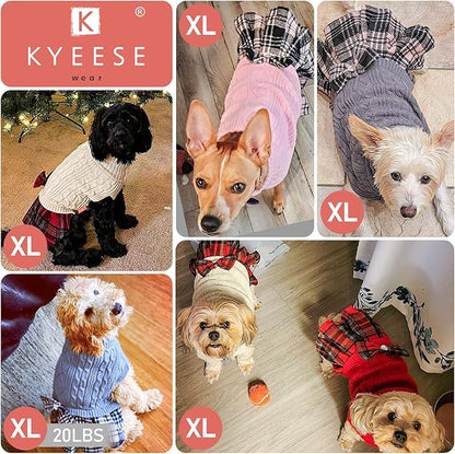 KYEESE Dog Sweater Soft Turtleneck Pet Sweater Dress Warm Pullover Pet Coats Stretchy Dogs Clothes with Bowtie Comfy Knitwear Dog Sweaters for Small Dogs Girl, Purple, X-Large