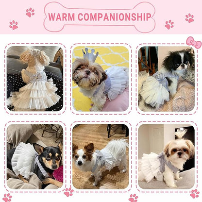 Dog Dresses, Fashion Pet Dog Clothes, Striped Mesh Puppy Dogs Princess Dresses (Blue, Large)