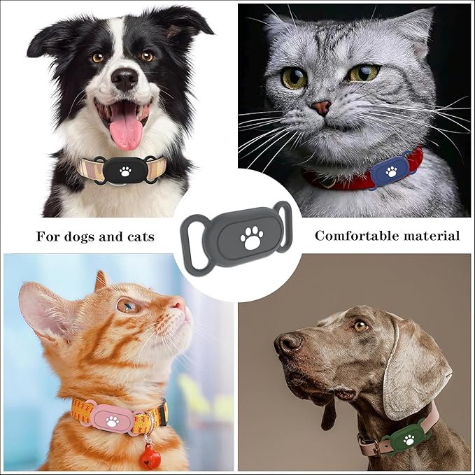 Waterproof Dog Collar Holder Compatible with Samsung Galaxy SmartTag2, Silicone GPS Tracker Hidden Loop Holder for Smart Tag2, Anti-Lost Collar Tag2 Paw Case (Grey)