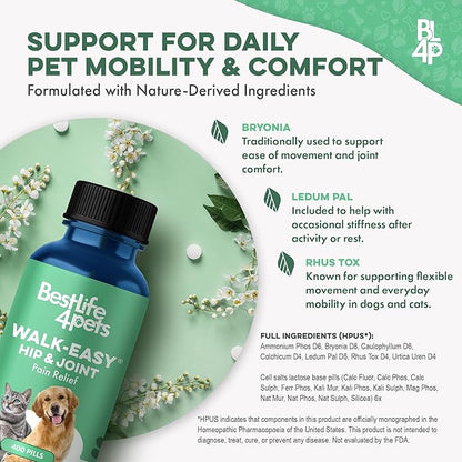 Walk-Easy Dog Hip & Joint Supplement, Effective Dog Pain Relief and Anti-Inflammatory Supplement for Mobility, Canine Joint Pain Relief, ACL Tears, Limping, Knee and Back Aches, Easy to Give 2 Pack