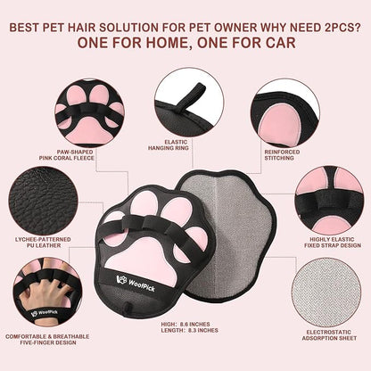2 Pack Thickened Electrostatic Pet Hair Removal Gloves, Reusable Dogs & Cats Hair Remover, Gentle Lint Remover Glove for Furniture, Couch, Clothes, Car Seat | easy to remove cats or dogs hair from clothes, carpet, couch, car seat; newly Upgrade Thicken...