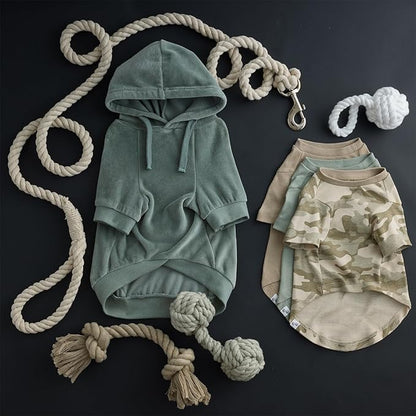 Pet Passion Cooper II Organic Cotton Velour Dog Hoodie Pet Coat for Small, Medium and Large Dogs, Sage, X-Small (5-12 lbs)