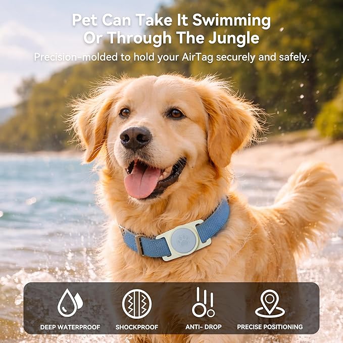 GOCII for Airtag Dog Collar Holder 2 Pack,Waterproof Dog Collar Holder for Apple AirTag(Gen 1 & 2),Silicone Air Tags Case for Dog Collars(Beige & Gray)