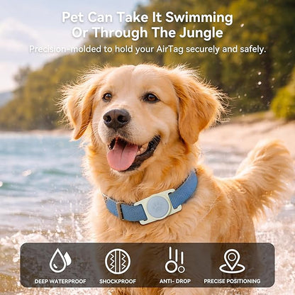 GOCII for Airtag Dog Collar Holder 2 Pack,Waterproof Dog Collar Holder for Apple AirTag(Gen 1 & 2),Silicone Air Tags Case for Dog Collars(Beige & Gray)