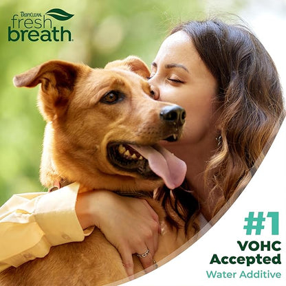 TropiClean Fresh Breath Water Additive for Dogs, Dog Breath Freshener and Teeth Cleaning Solution, No Toothpaste or Toothbrush Required, 16oz.