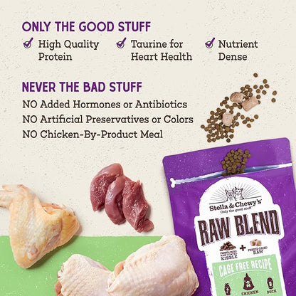 Stella & Chewy's Raw Blend Premium Kibble Cat Food – Grain Free, Protein Rich Meals – Cage-Free Poultry Recipe – 5 lb. Bag