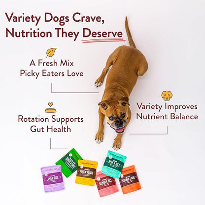 Portland Pet Food Company Fresh Dog Food Pouches Human-Grade Toppers Wet Pet Meal & Mix-Ins - Gluten-Free Limited Ingredient Wally’s Salmon N’ Rice - Large & Small Breed, Puppy to Senior - 8 Pack