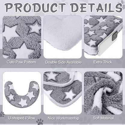 Namalu Pet Bed Mats with Puppy Dog Blankets and Pillows for Cats Puppy Bed Warm Sleep Mat Fleece Blanket Fluffy Pet Calming Toy Half Donut U Shaped Neck Pillow for Small Dogs and Cats