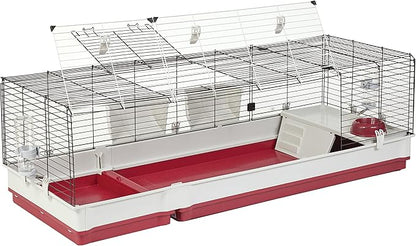 Midwest Homes for Pets Deluxe Rabbit & Guinea Pig Cage, XX-Large, White & Red